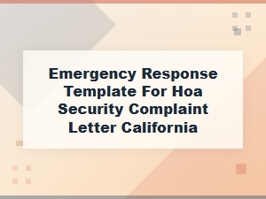California Hoa Security Complaint Emergency Template