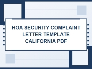 Hoa Security Complaint Letter for California
