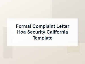 Template for Filing a Formal Hoa Security Complaint in California