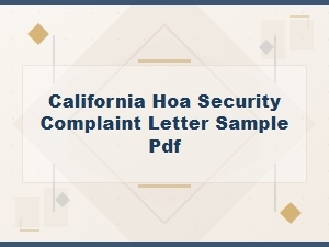 Free Hoa Security Complaint Letter Template