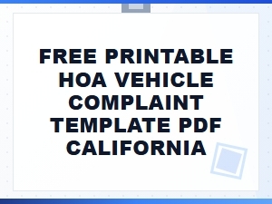 California Hoa Vehicle Complaint Form Template Pdf